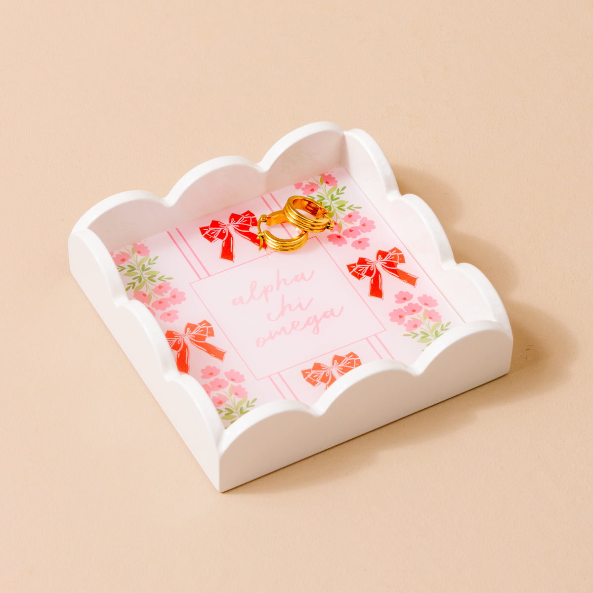Trinket Tray - Scalloped - Alpha Chi Omega