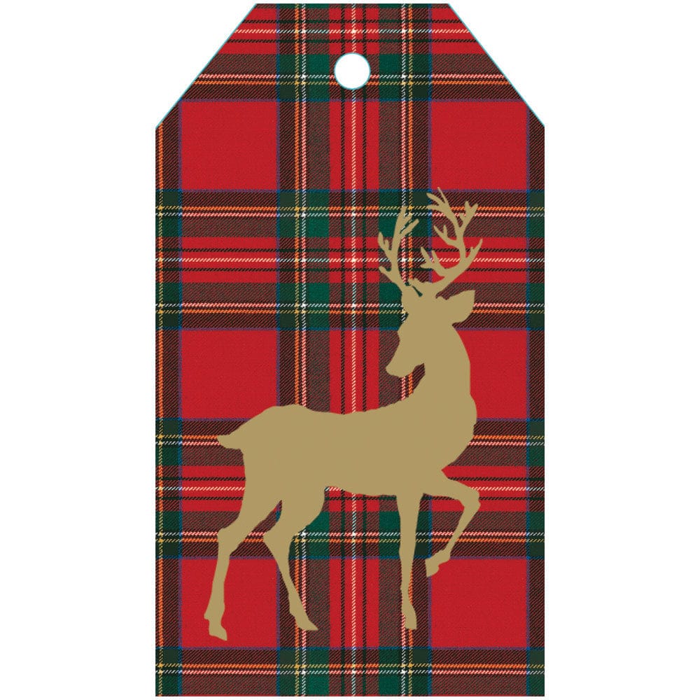Seasonal - Gift Tag - Royal Plaid Reindeer - Foil