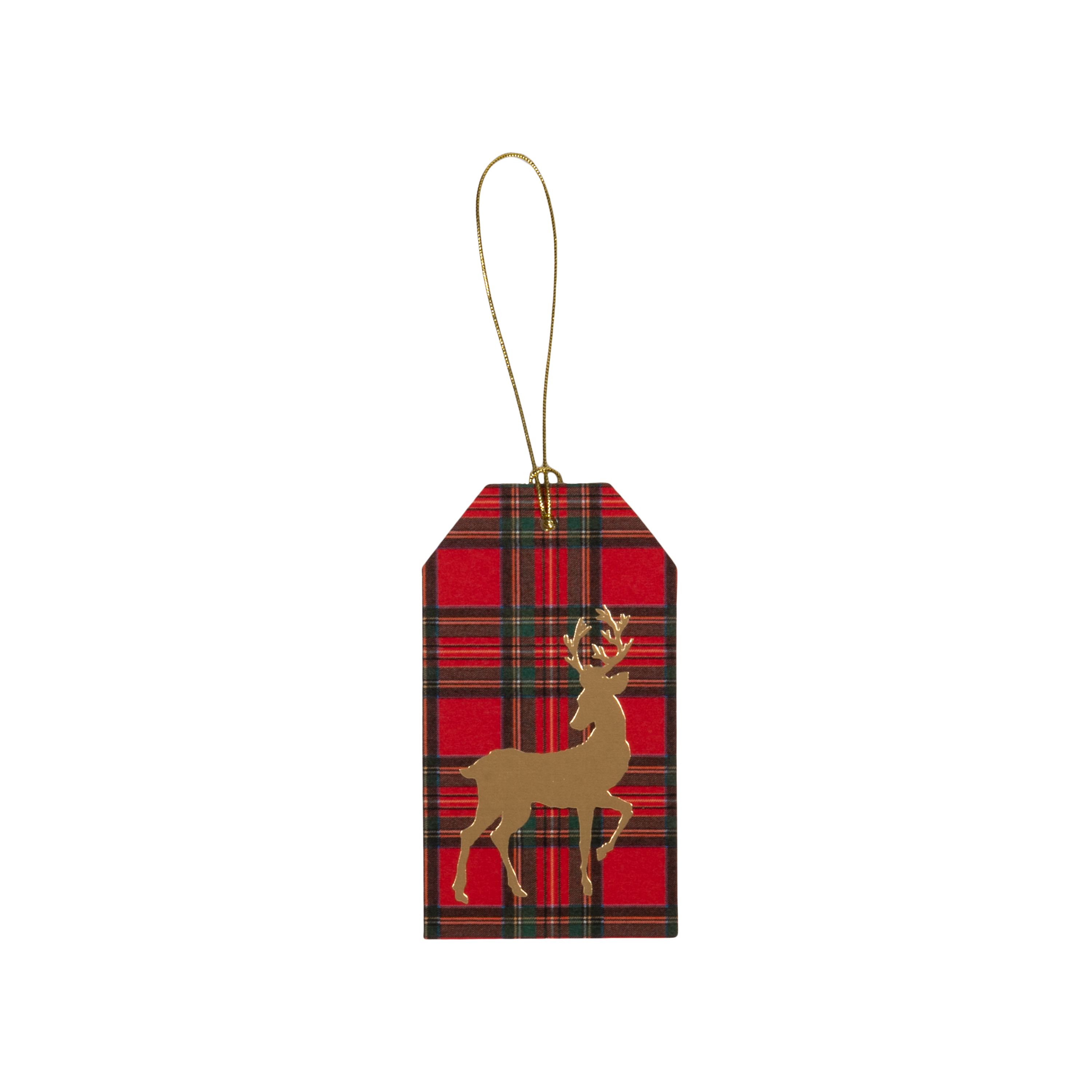 Seasonal - Gift Tag - Royal Plaid Reindeer - Foil