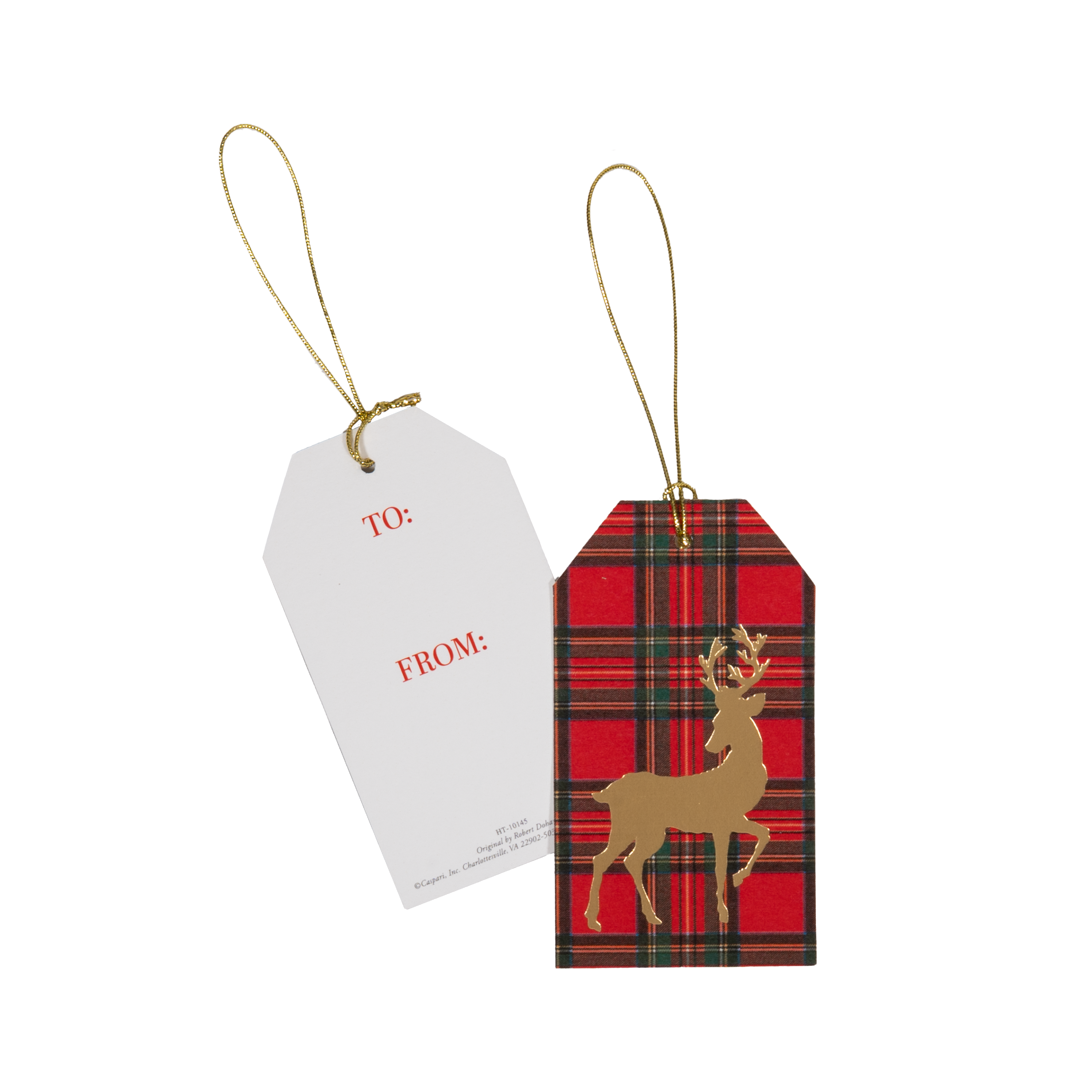 Seasonal - Gift Tag - Royal Plaid Reindeer - Foil