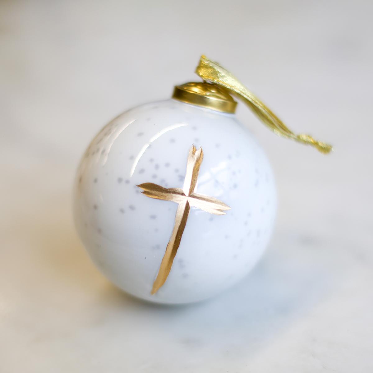 Seasonal - Ornament - Cruix Ball - Gold Cross