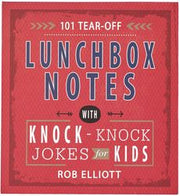 Red book cover with 'Lunchbox Notes' and 'Knock-Knock Jokes for Kids' text