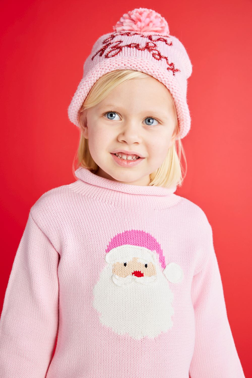 Seasonal - Children - Apparel - Santa Rollneck Sweater - Pink - Large
