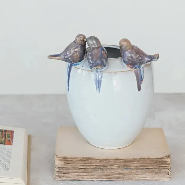 Planter - 3 Birds - Stoneware - 6”x7 1/2”