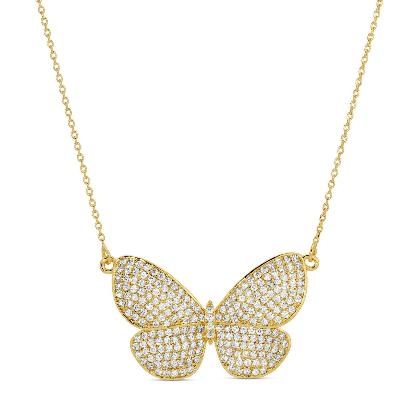 Jewelry - Necklace - Large Pave Butterfly - Gold