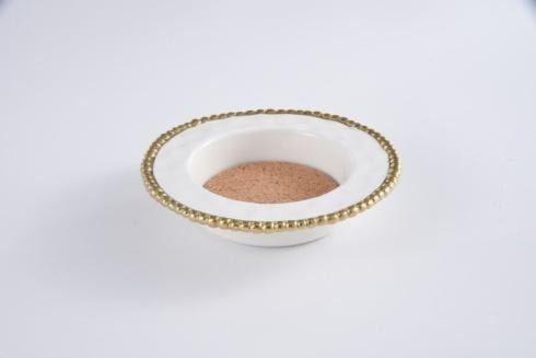Wine Coaster - White with Gold Beads