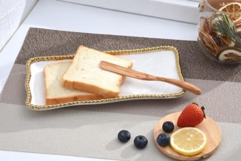 Tray - Rectangular - White with Gold Beads - Small