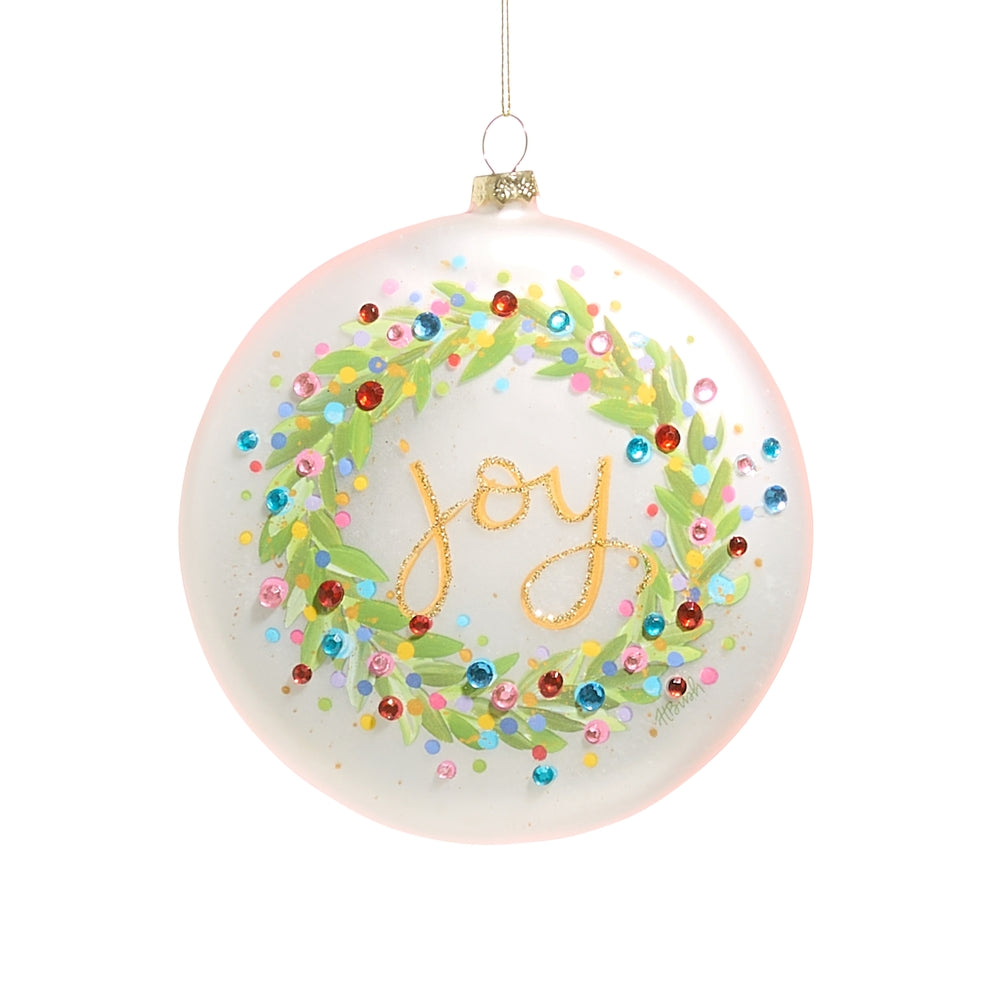 Seasonal - Ornament - Joy Wreath - Disc - 5”