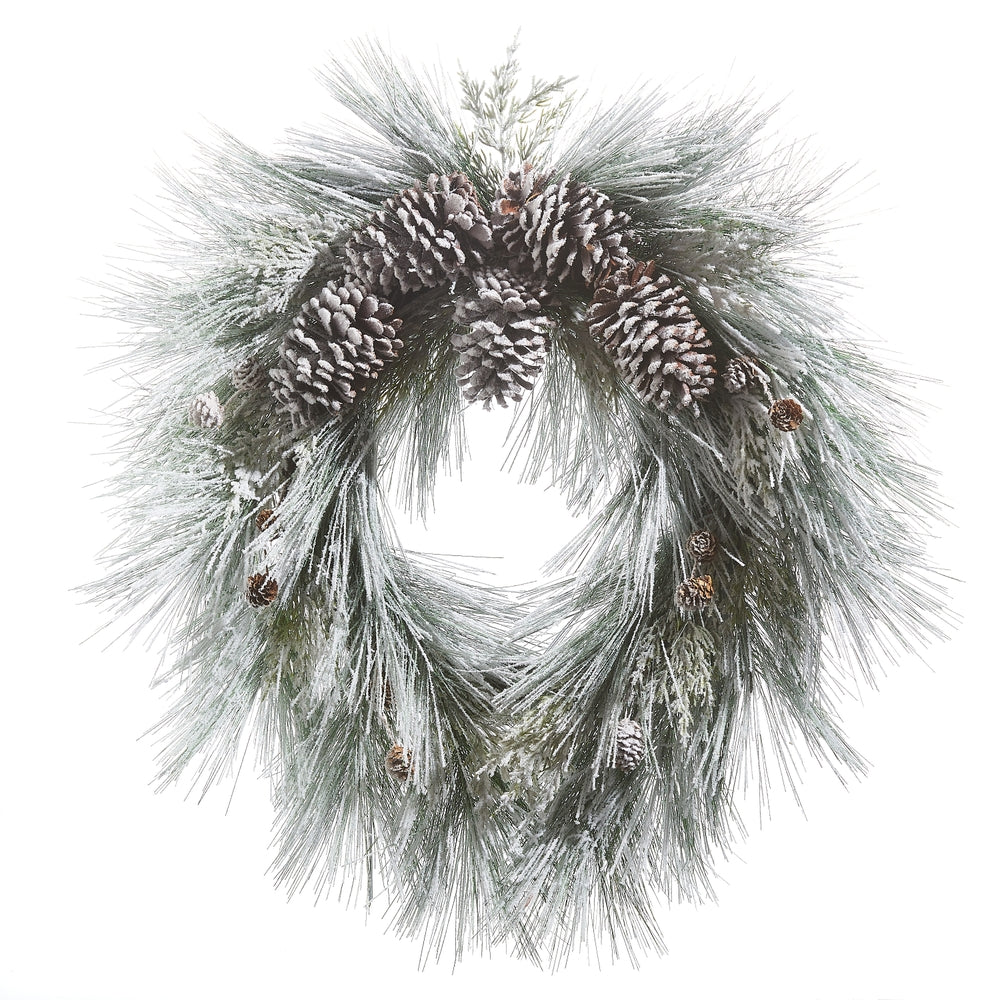 Seasonal - Wreath - Flocked With Pinecones - 26"