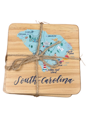 Coasters - Wood - South Carolina - Set of 4