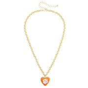 Clemson Tiger Heart Pendant Necklace