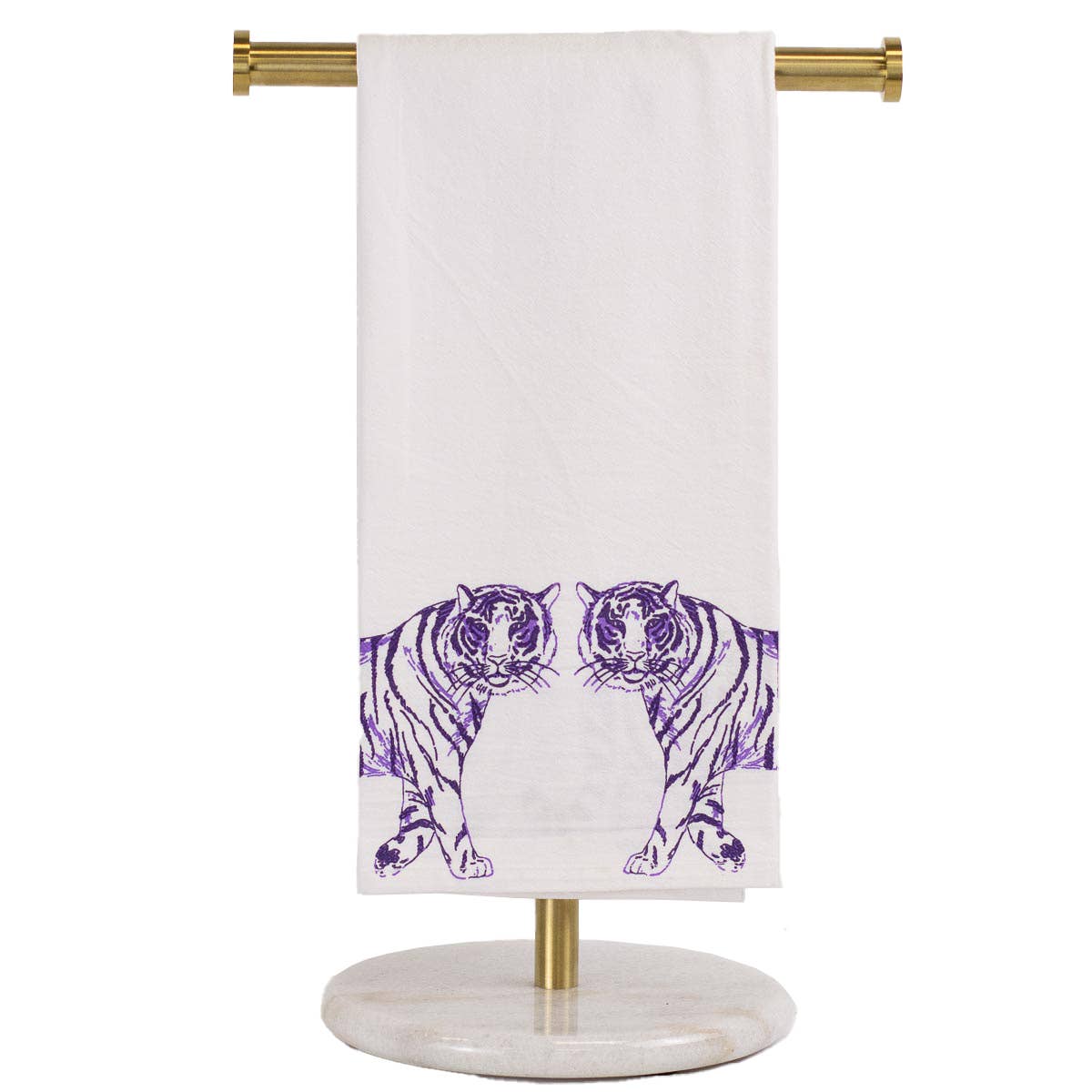 Tiger Walk Flour Sack Hand Towel White/Purple