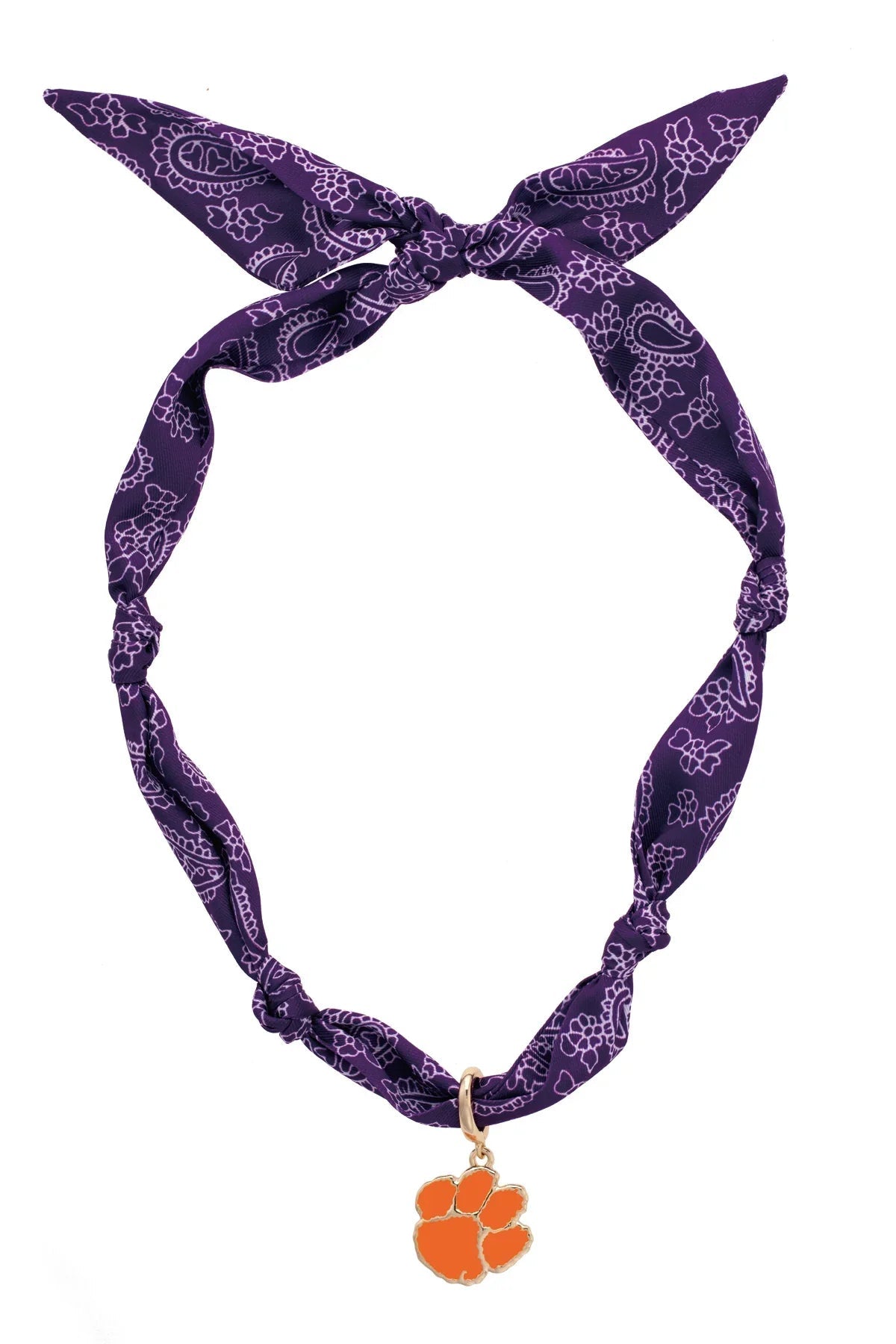 Clemson Tigers Paisley Bandana Charm Necklace