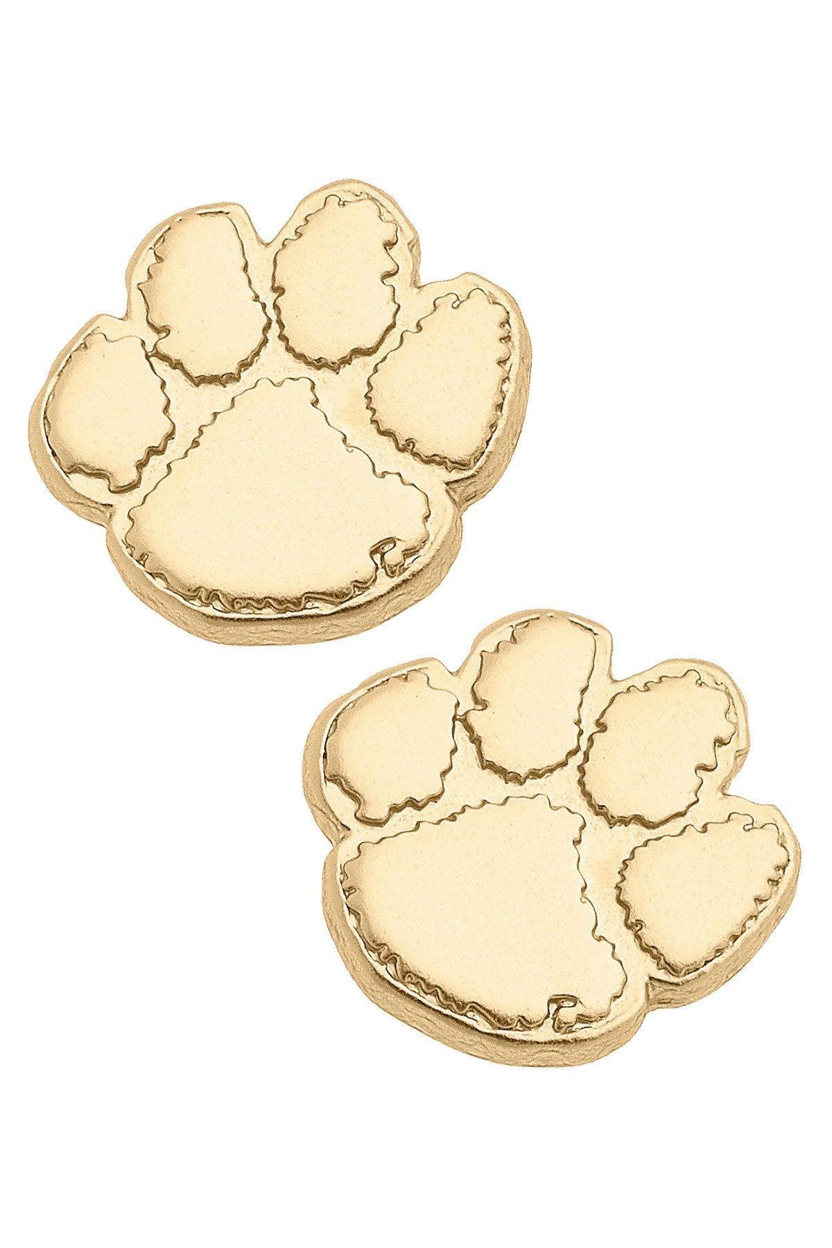 Clemson Tigers 24K Gold Plated Tiger Paw Stud Earrings