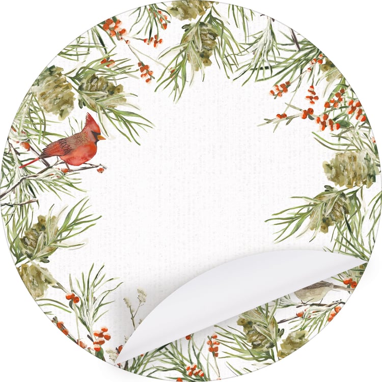Seasonal - Paper Placemat - Round Cardinal