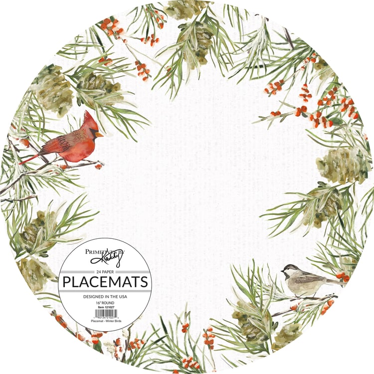 Seasonal - Paper Placemat - Round Cardinal