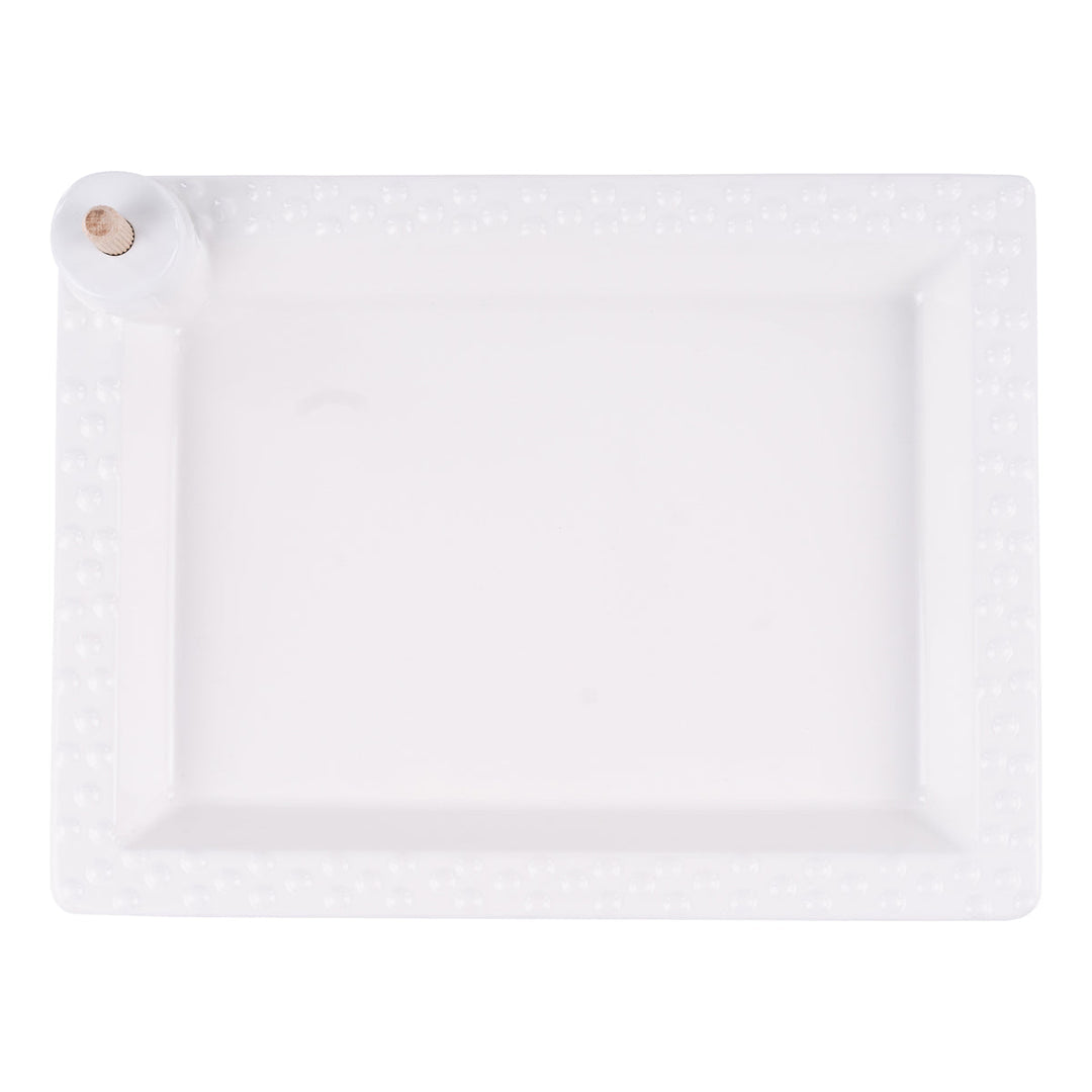 Platter - Rectangle Dotted For Topper - Ceramic