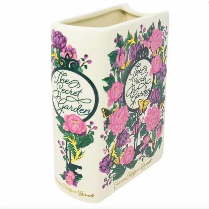 Large Ceramic Book Vase - The Secret Garden Collector's Edition Bookish Home Decor Gift