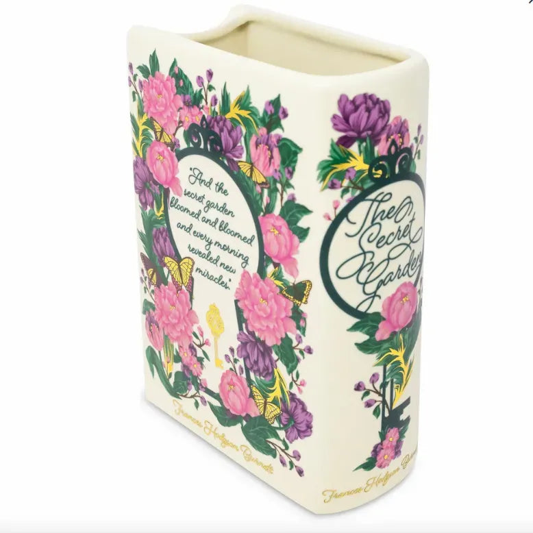 Large Ceramic Book Vase - The Secret Garden Collector's Edition Bookish Home Decor Gift