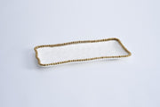 Tray - Porcelain - Medium - Rectangular - White w/ Gold Beads