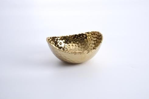 Bowl - Porcelain - Medium Oval - Hammered Gold