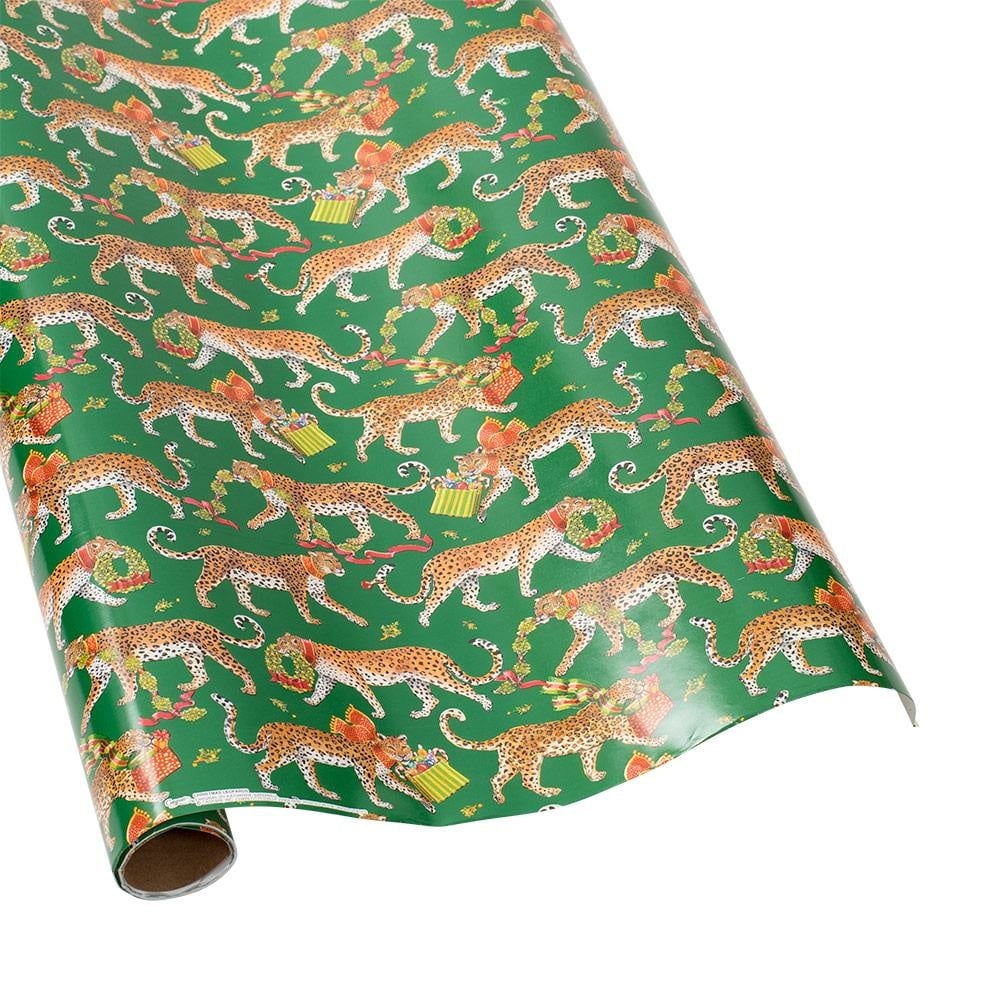 Seasonal - Wrapping Paper - Christmas Leopards - Green