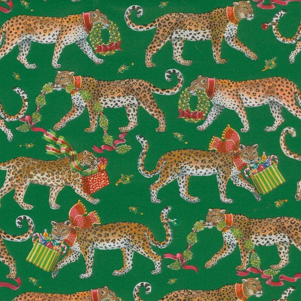 Seasonal - Wrapping Paper - Christmas Leopards - Green
