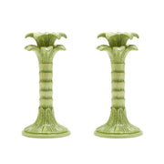 Candlestick - Green Palm Leaf Taper - Set of 2