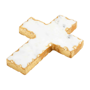 Cross - Marble - White With Gold Trim