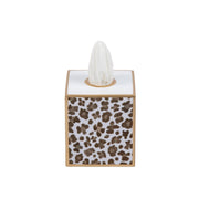 Tissue Box Cover - Enameled Leopard - Cream/Brown