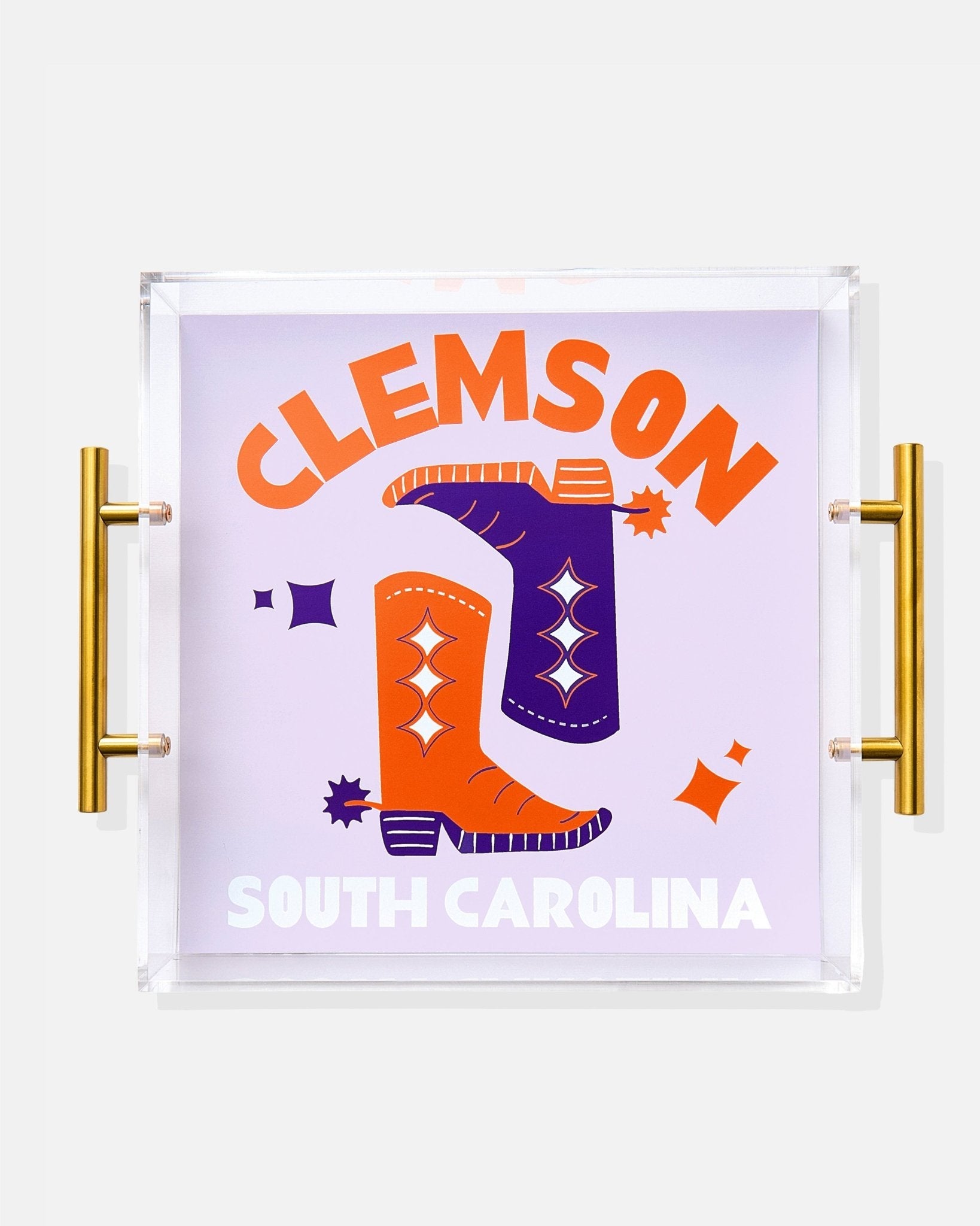 Tray - Acrylic - Clemson Boot Tray With Handles - Large