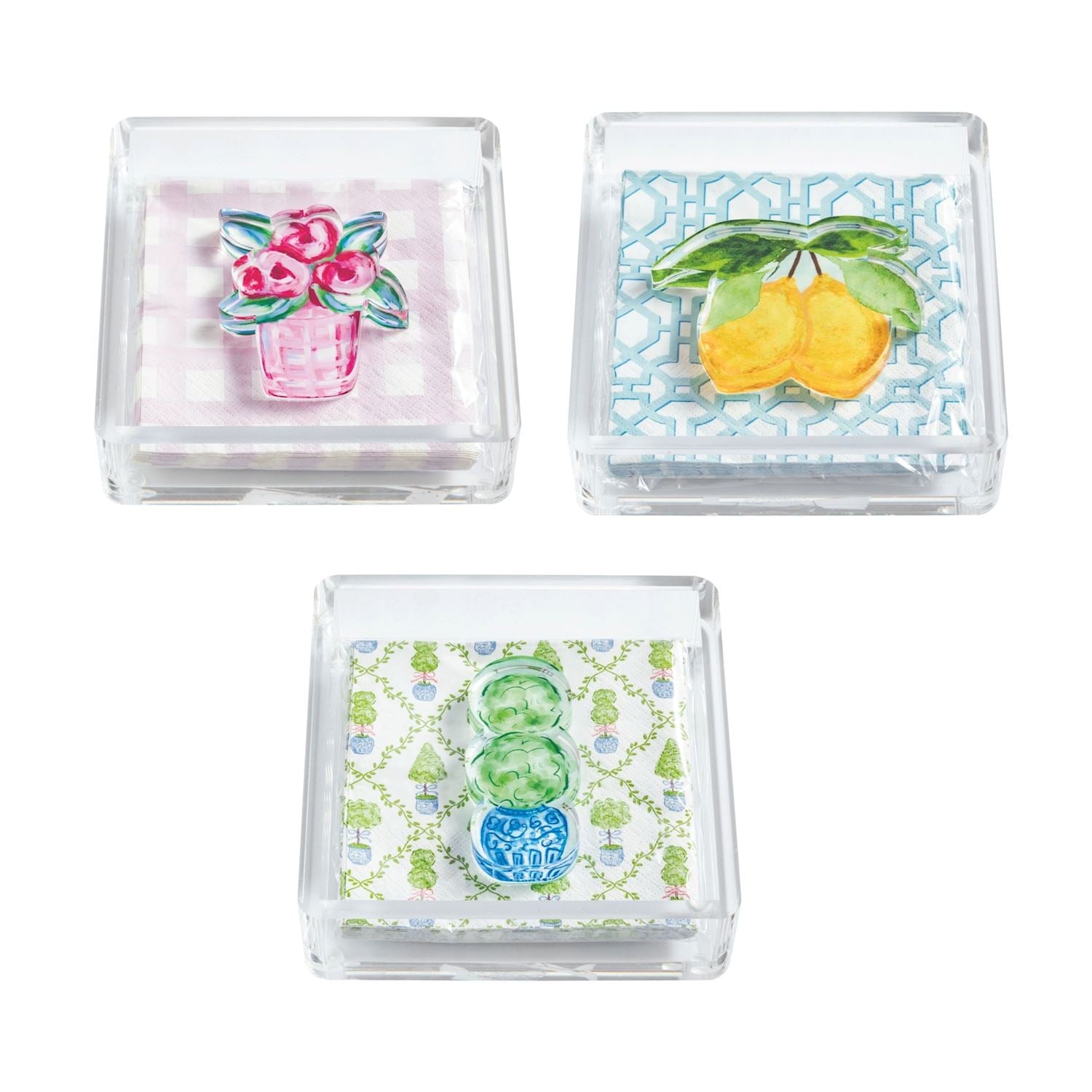 Napkin Holder - Topiary Napkin Set with Weight - Acrylic