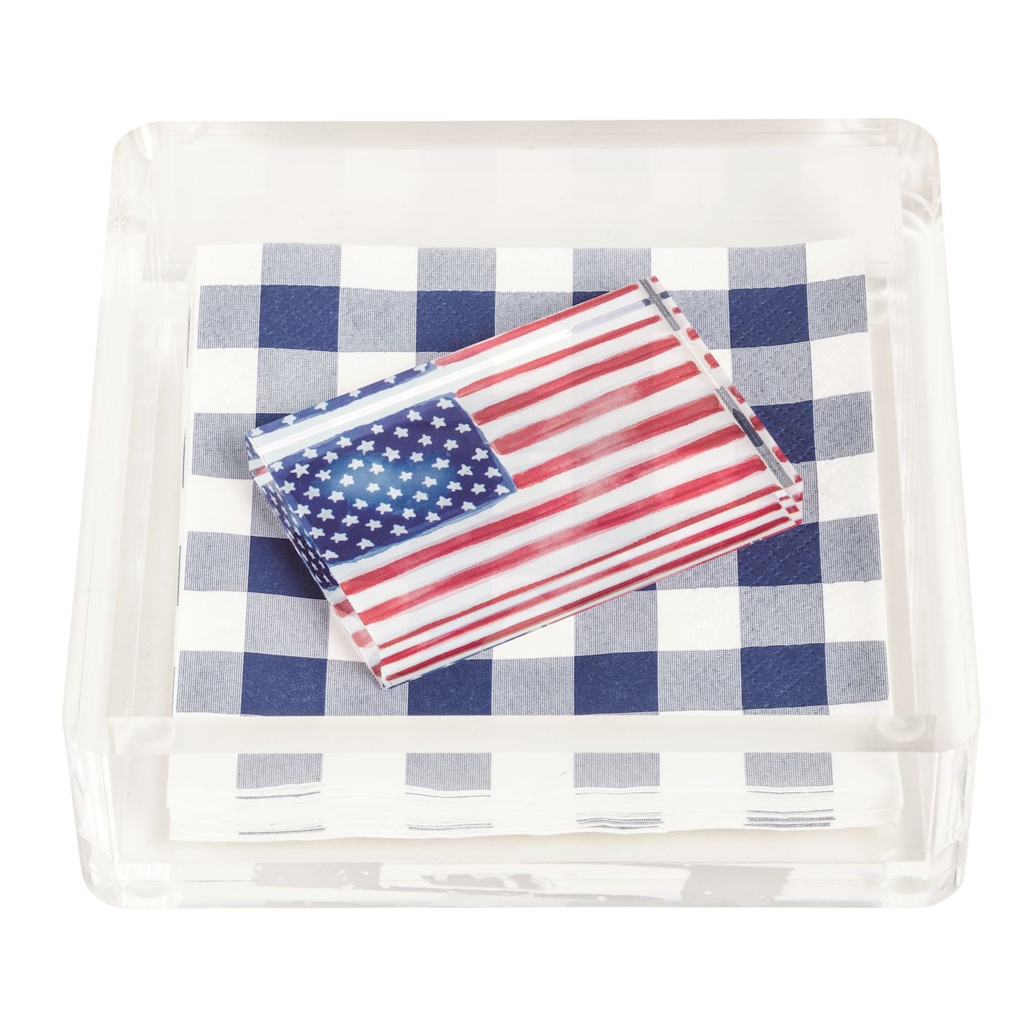 Home Decor - Napkin Holder - Flag Napkin Set with Weight - Acrylic