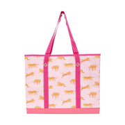 Pink and Orange Tiger Tote Bag on a White Background