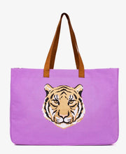 Light purple Tiger tote bag on white background