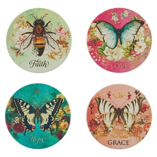 Home - Coaster - Butterflies/Bee - Set of 4