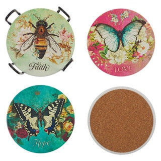 Home - Coaster - Butterflies/Bee - Set of 4
