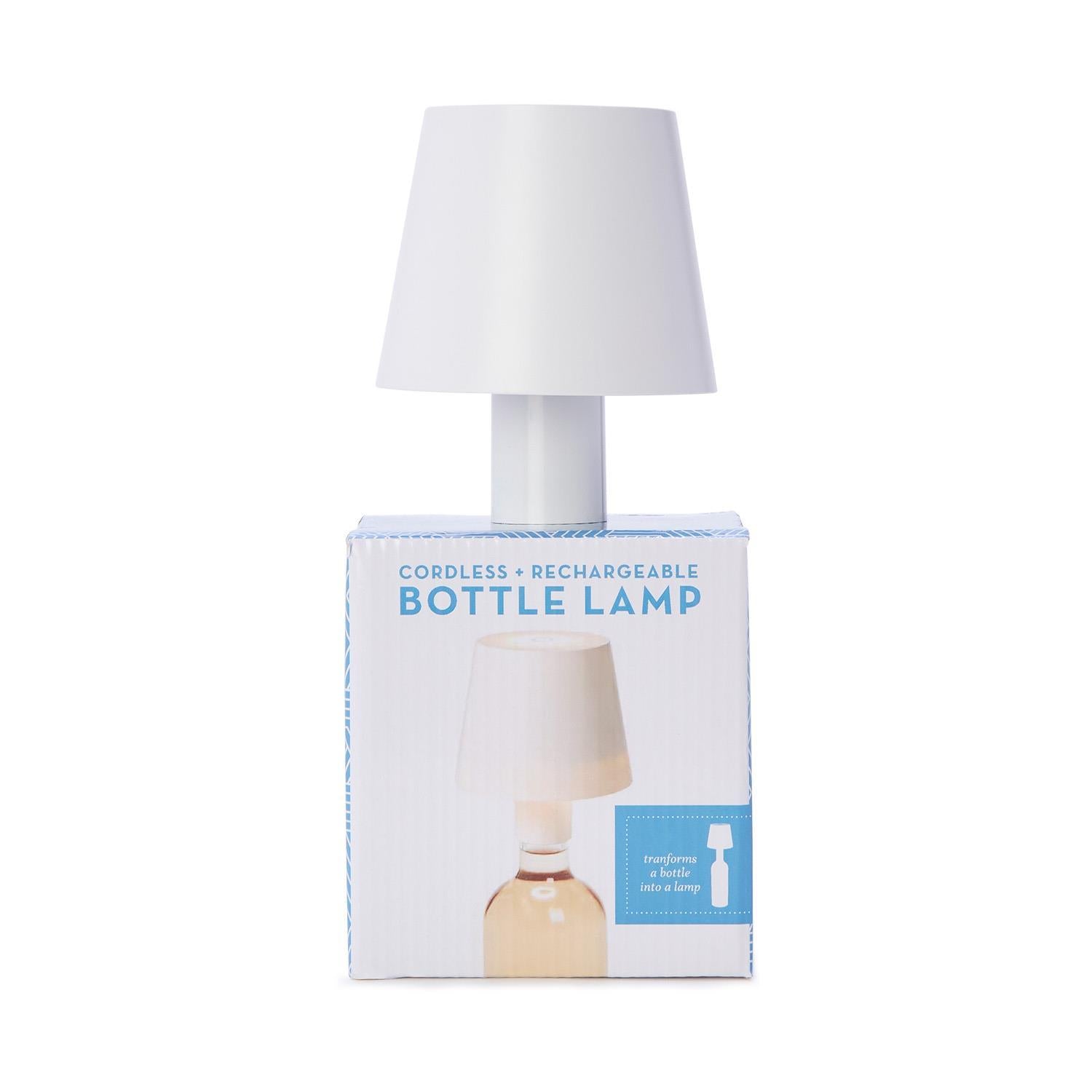 Bottle lamp with packaging on a white background