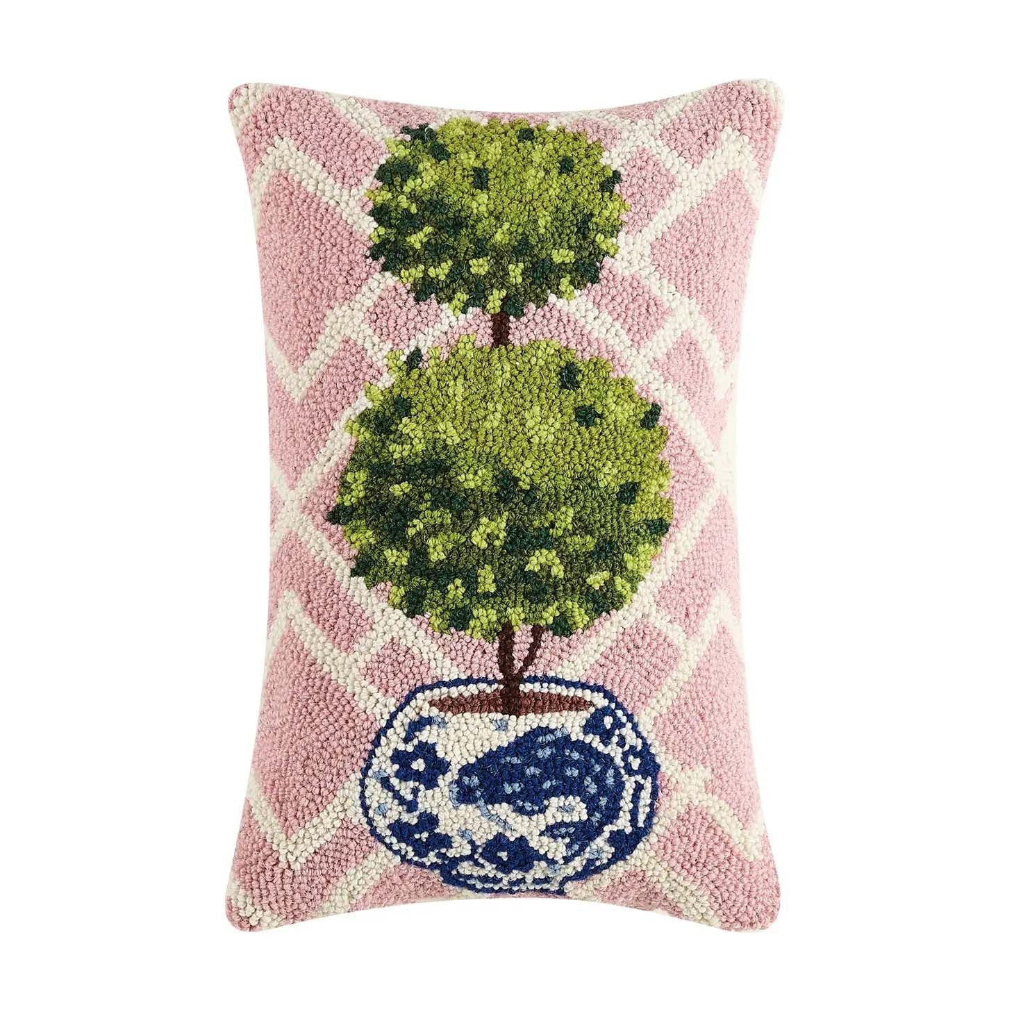 Home - Pillow - Ball Topiary Tree - Pink - 12”x18”