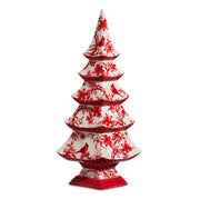 Red & White Chinoiserie Christmas Tree Decor - 14 Inch