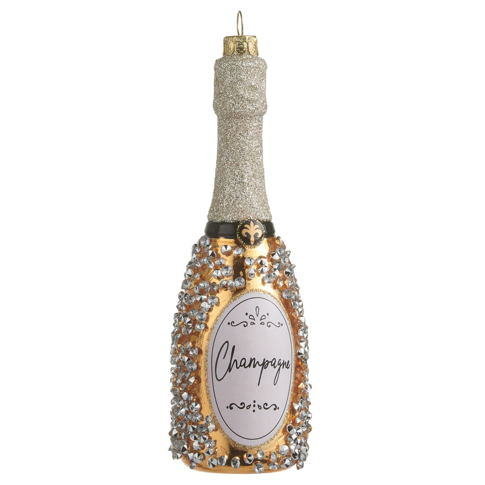 Champagne Bottle Christmas Ornament - 6.25" Festive Holiday Decor and Hostess Gift