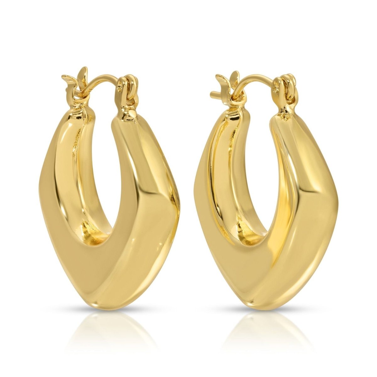 Jewelry - Earrings - Latch Huggies - Wide Angled - Gold