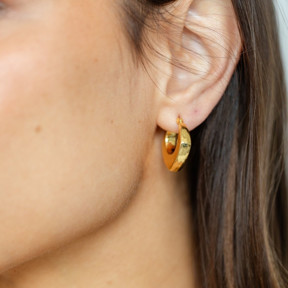 Jewelry - Earrings - Latch Huggies - Wide Angled - Gold