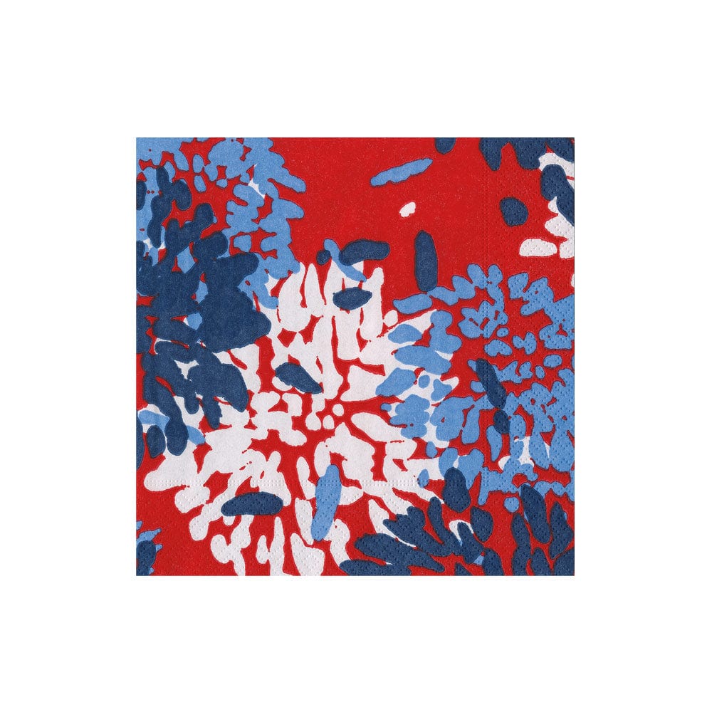 Chrysanthemum Red White & Blue Cocktail Napkins
