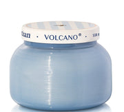 Blue jar candle on white background 