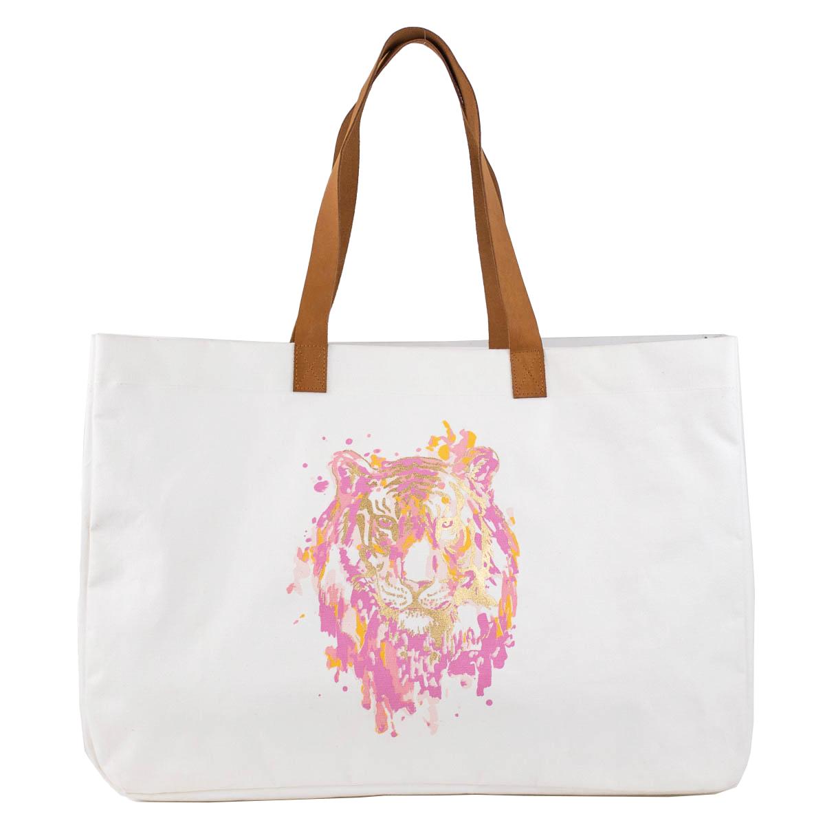 Gameday - Tote - Tiger Love - White/Pink/Gold - 19.5” x 13.5” x 7”