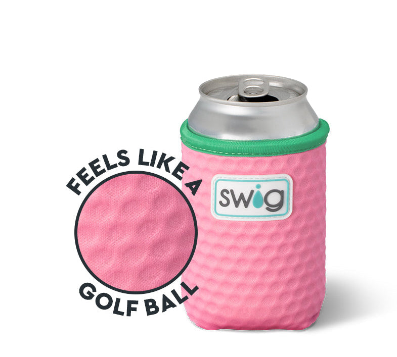 Pink golf theme can coolie on a white background 
