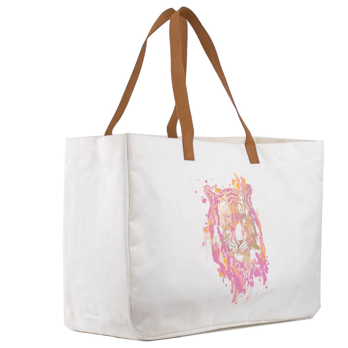 Gameday - Tote - Tiger Love - White/Pink/Gold - 19.5” x 13.5” x 7”