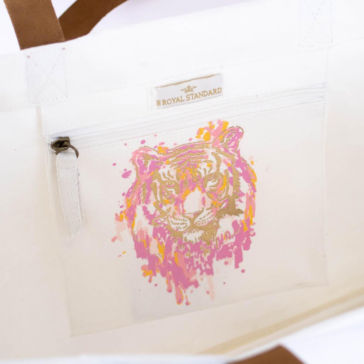 Gameday - Tote - Tiger Love - White/Pink/Gold - 19.5” x 13.5” x 7”