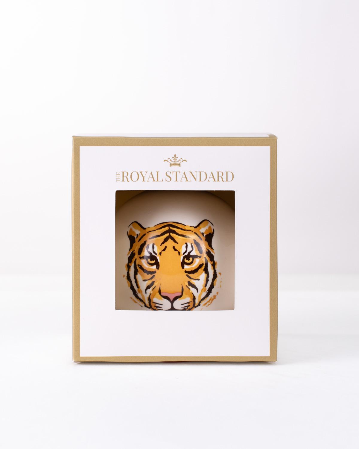 Tiger Ball Ornament White/Multi 3.5"
